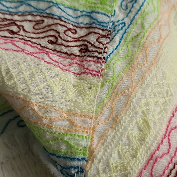 Free People Mirabella Embroidered Top Sz XS Cream Multicolor Crop SS NWT $128 - Picture 6 of 12